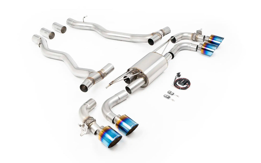 Axle Back with Burnt/Blue Titanium Tips