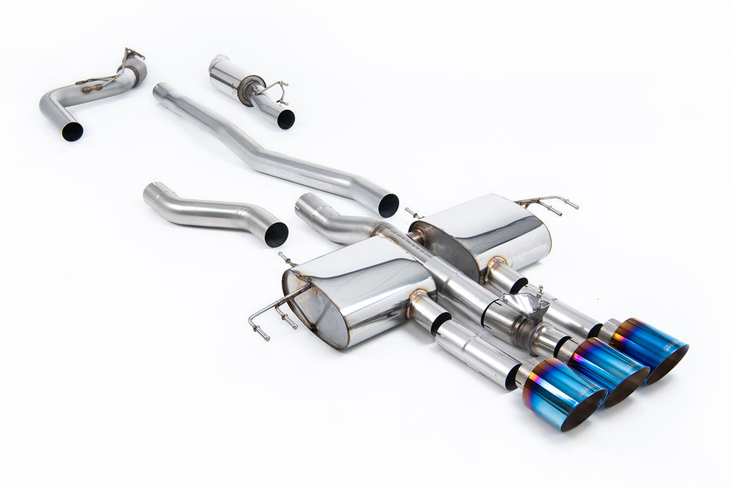 Part Resonated (Mid Volume) Cat-Back with 3 x GT-115 Burnt/Blue Titanium Trims