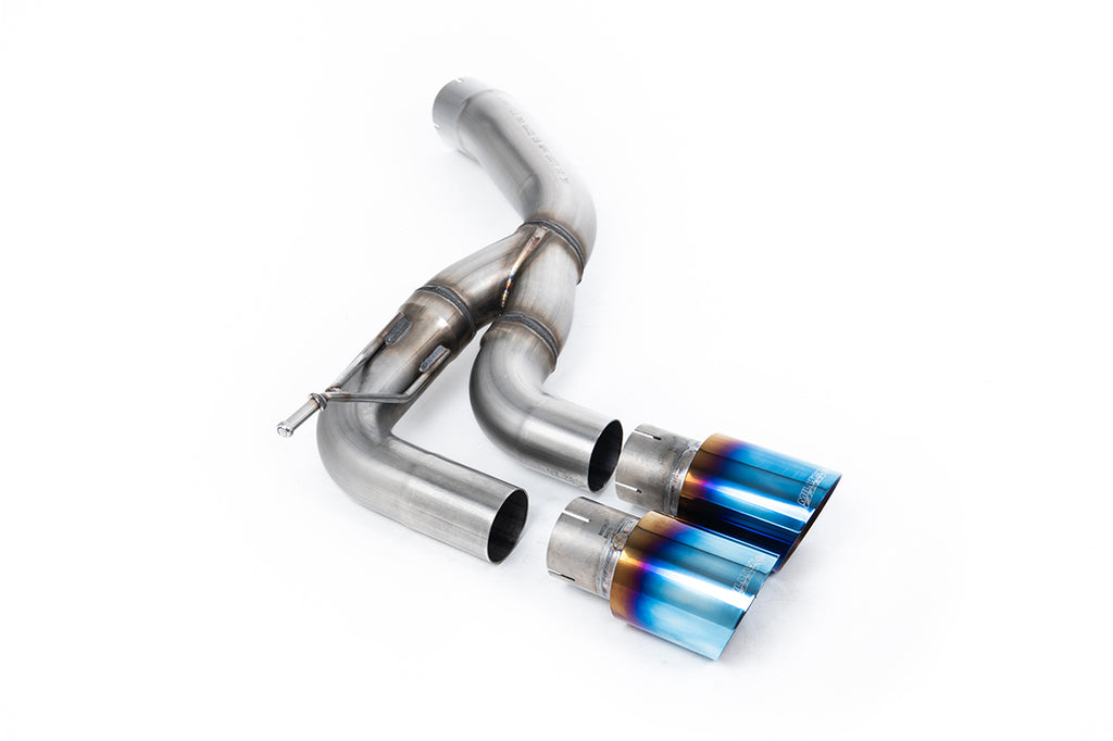 Rear Silencer With Twin GT-90 Burnt/Blue Titanium Trims