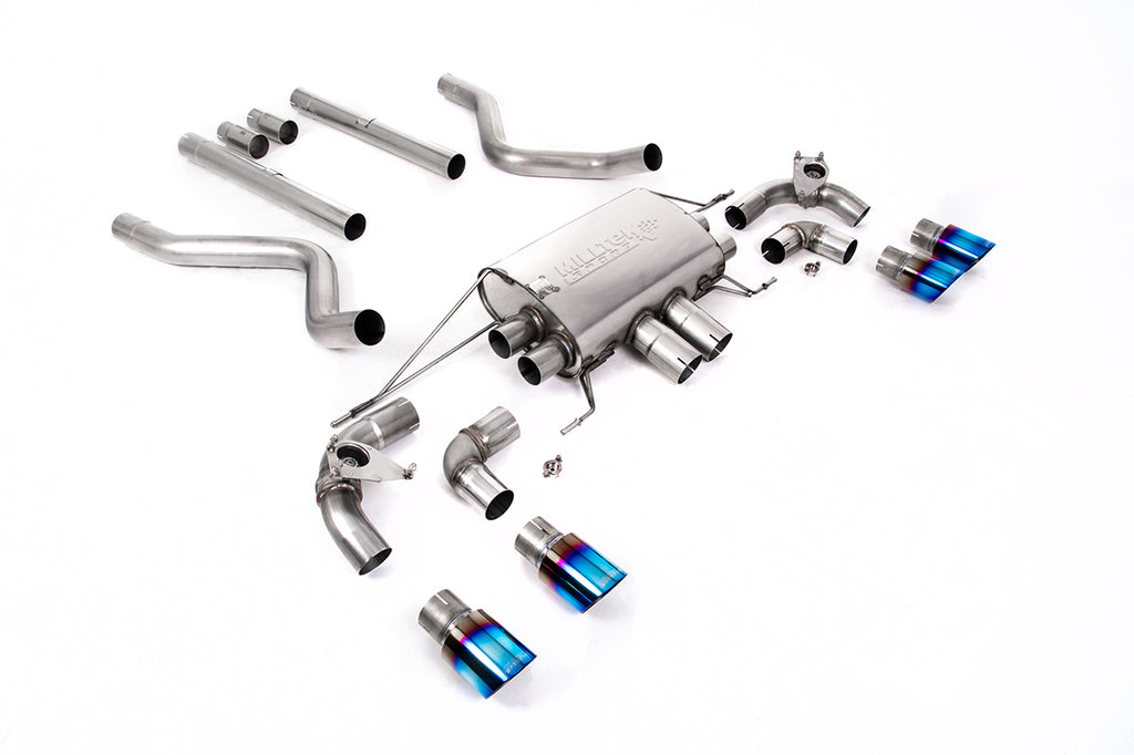 Cat Back Valved System with Burnt Titanium Trims - Non Resonated (Loudest)