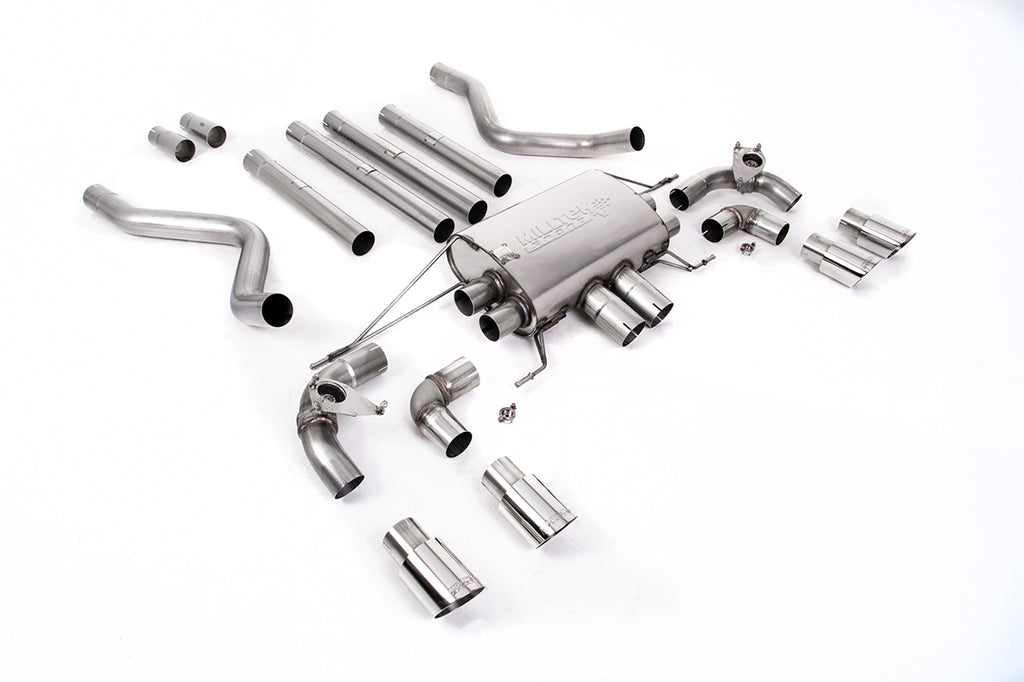 Cat Back Valved System with Polished Trims - Non Resonated (Loudest)