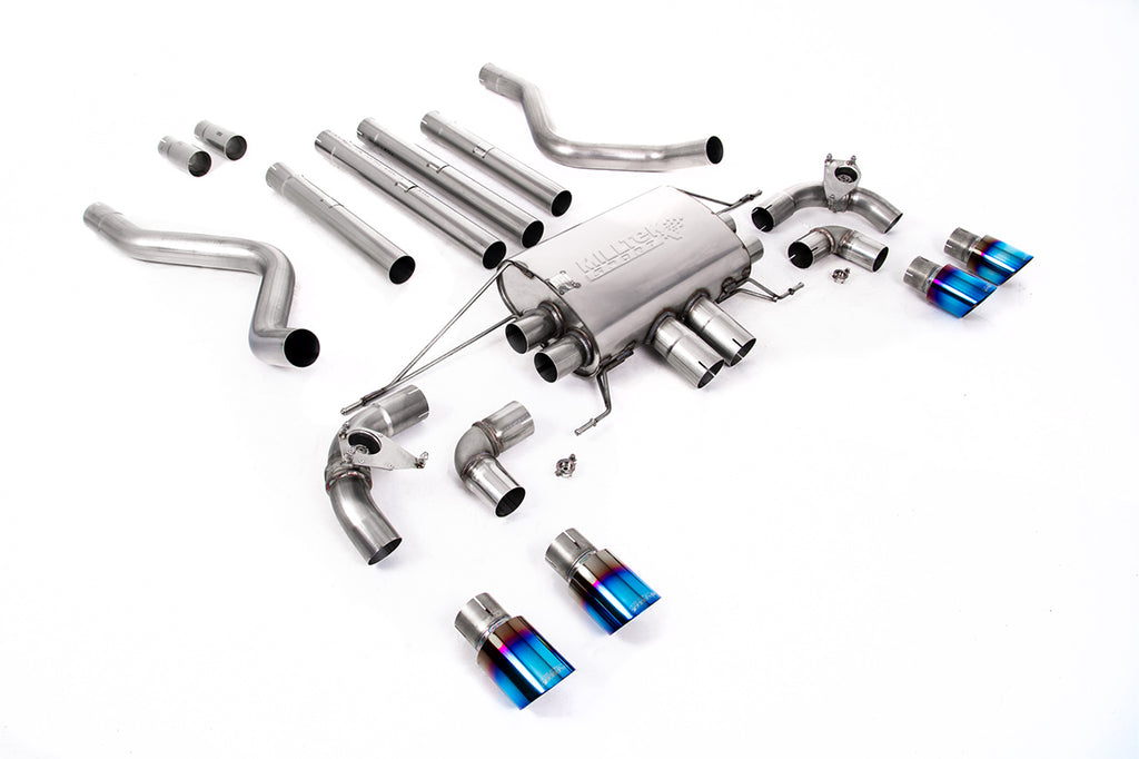 Cat Back Valved System with Burnt Titanium Trims - Non Resonated (Loudest)