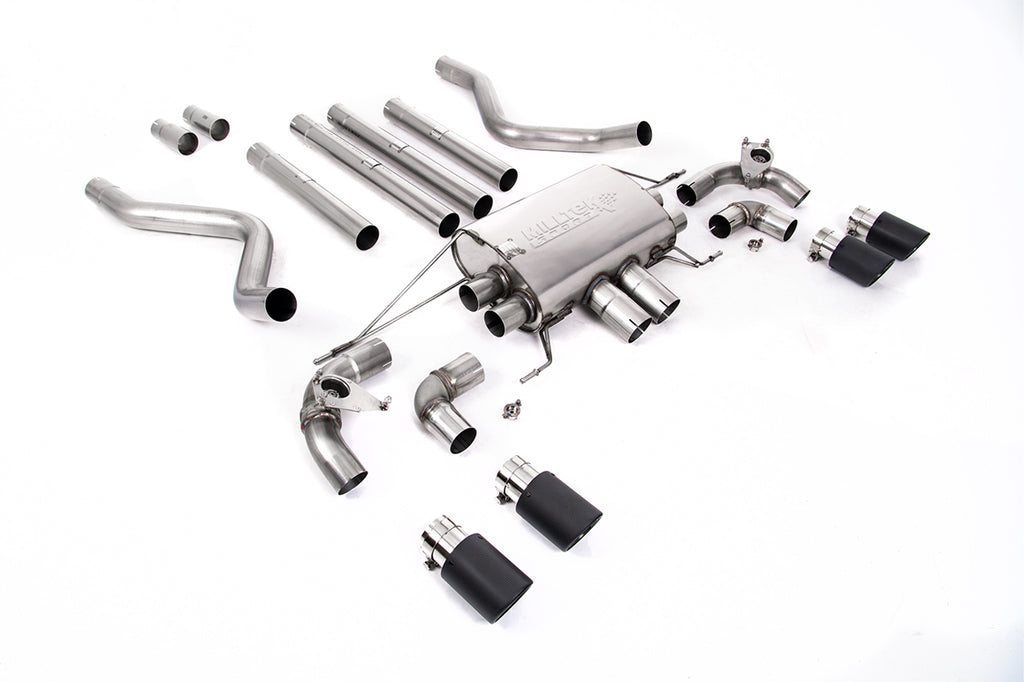 Cat Back Valved System with Carbon Trims - Non Resonated (Loudest)