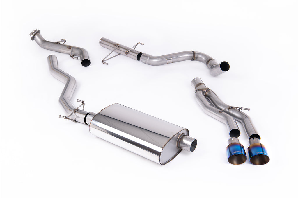 Non-Resonated (Louder) Catback with 2 x GT-100 Burnt/Blue Titanium Tips