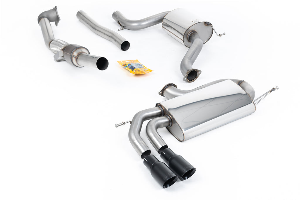 VW Golf Mk5 GTi 2.0T - Resonated (Quieter) Turbo-Back Exhaust System with Hi-Flow Sports Catalyst &amp; Cerakote Black Tips