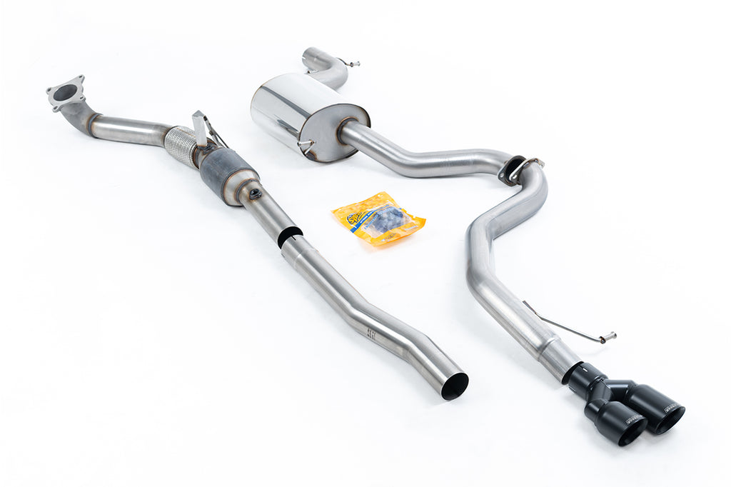 Resonated (Quieter) Turbo-Back Exhaust System with Hi-Flow Sports Catalyst &amp; Twin Cerakote Black Tips