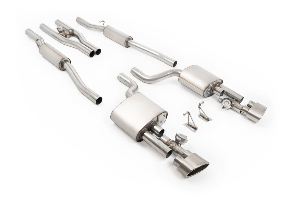 V2 Valved Cat-Back with Active H Pipe and Brushed Titanium Ovals
