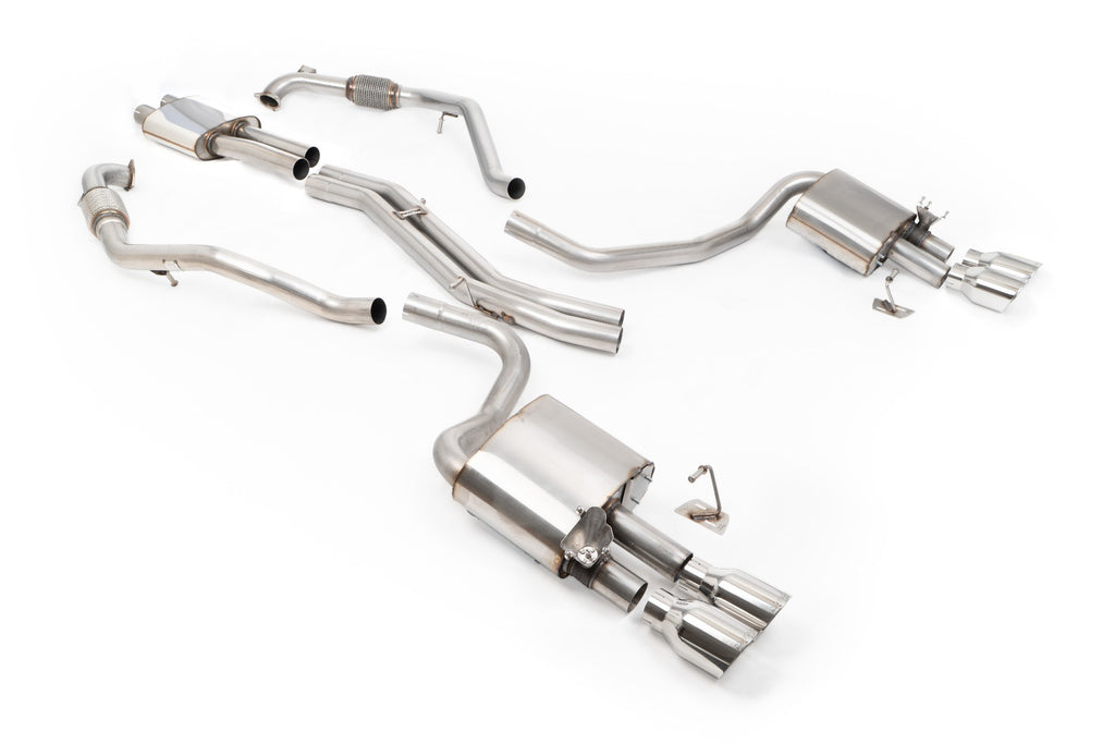 Resonated (Quieter) Cat-Back Exhaust System with Quad GT-100 Polished Trims