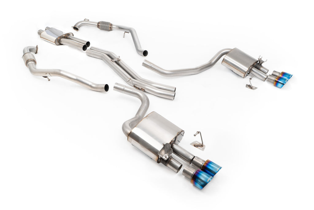 Resonated (Quieter) Cat-Back Exhaust System with Quad GT-100 Burnt Titanium Trims