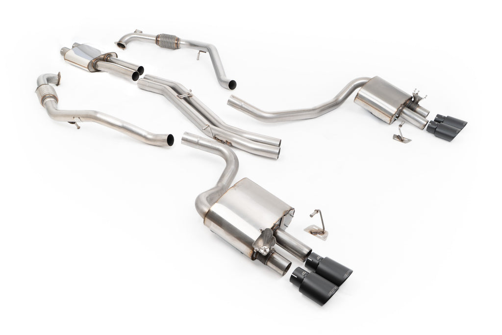 Resonated (Quieter) Cat-Back Exhaust System with Quad Cerakote Black Oval Trims
