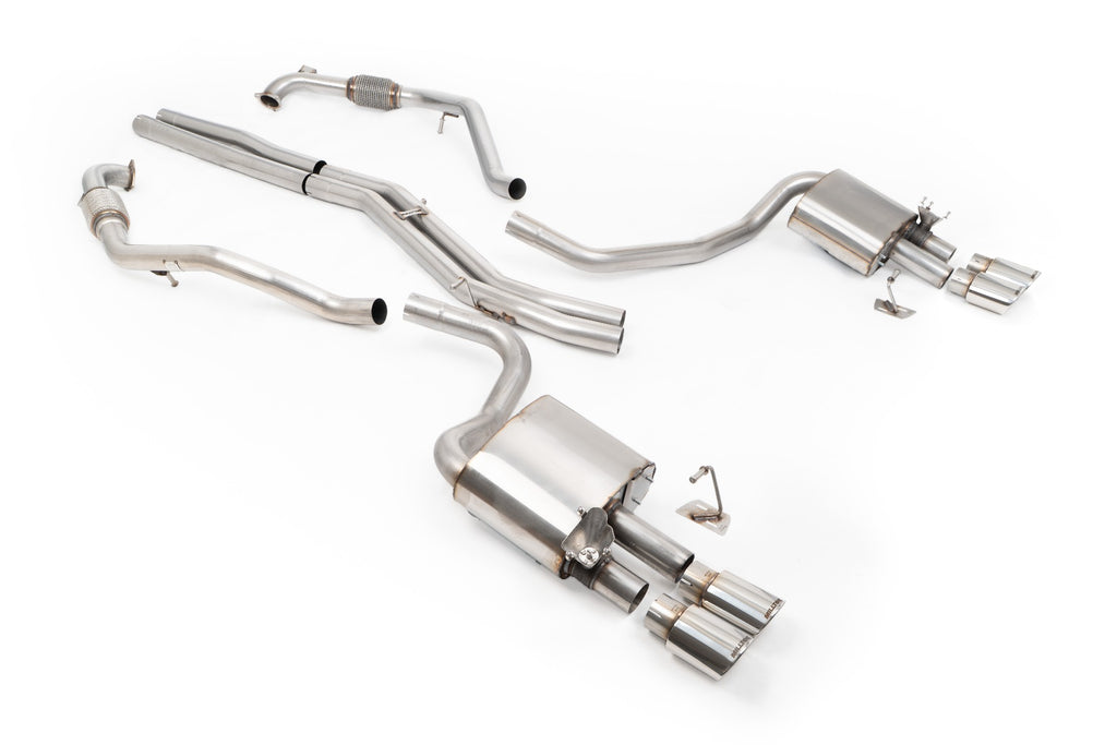 Non-Resonated (Louder) Cat-Back Exhaust System with Quad Polished Oval Trims