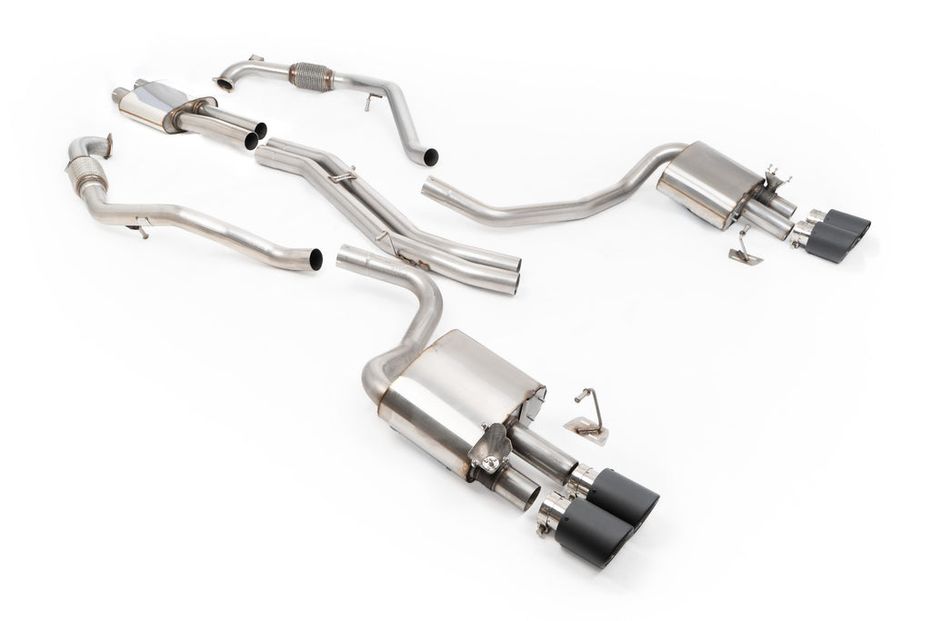 Resonated (Quieter) Cat-Back Exhaust System with Quad JET-100 Carbon Trims