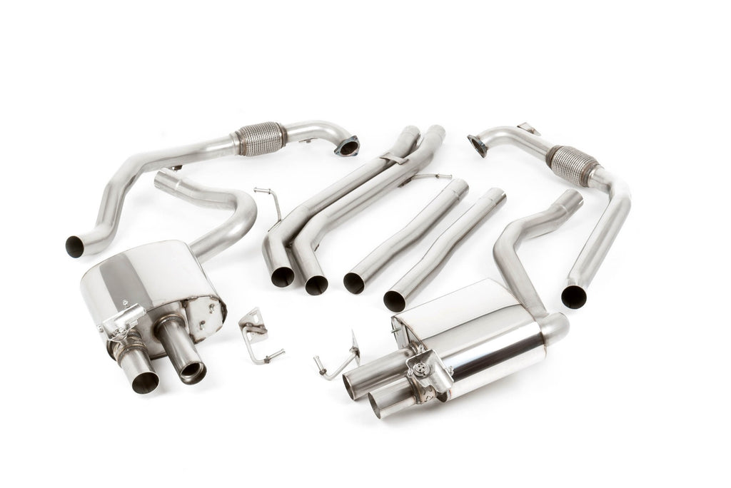 Non-Resonated (Louder) Cat-Back Exhaust System with Quad GT-90 Polished Trims