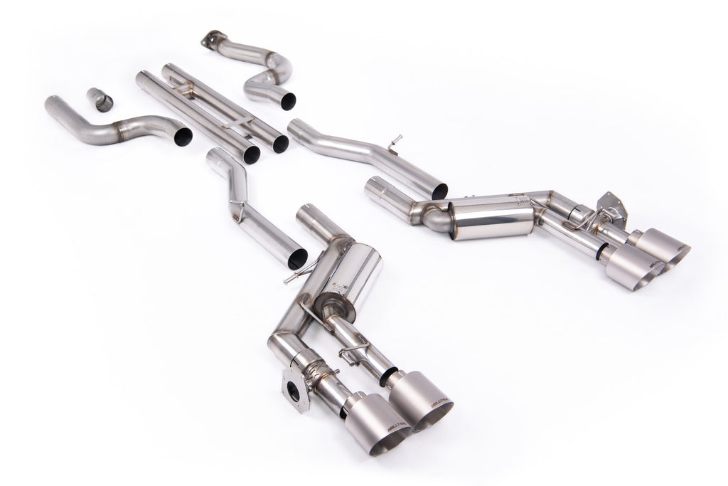 H-Pipe Valved Cat-Back System with Quad Brushed Titanium Tips