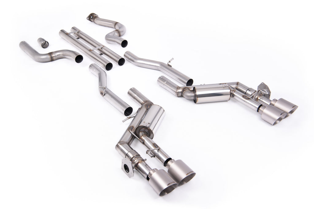 Unbalanced Straight Center Valved Cat-Back System with Quad Brushed Titanium Tips