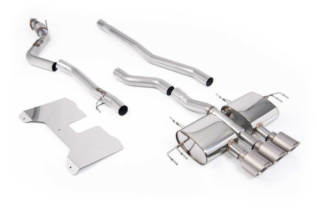 Non Resonated (Loudest) Non-Valved Catback Systems with Brushed Titanium Trims