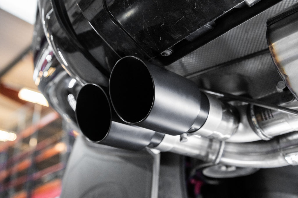 Cat Back Valved System with Cerakote Black Trims - Resonated